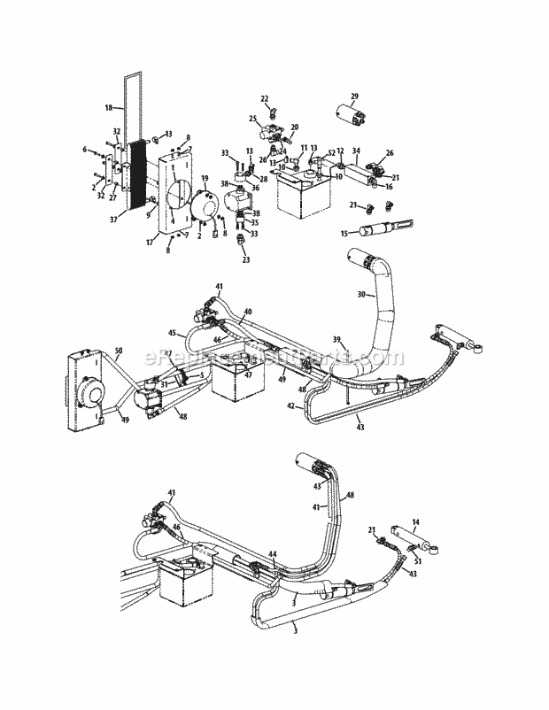 Hydro Controls Diagram and Parts List for S6032-D 53BY8DU6750-312HP Cub Cadet Lawn Tractor